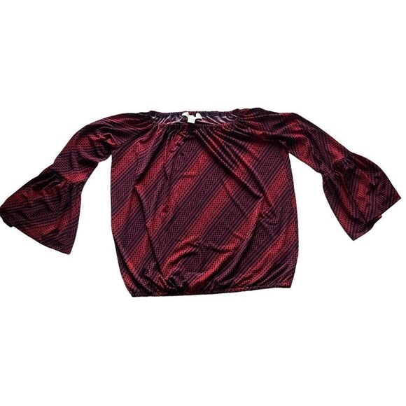 Michael Michael Kors red with navy blue polka dot peasant style blouse Size S - Picture 8 of 13